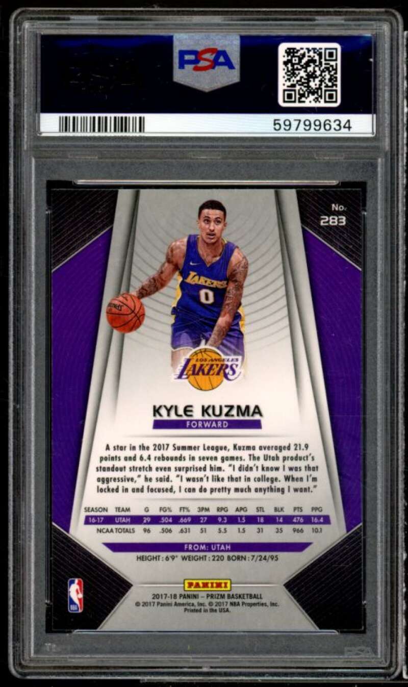 Kyle Kuzma Rookie Card 2017-18 Panini Prizm #283 PSA 10 Image 2