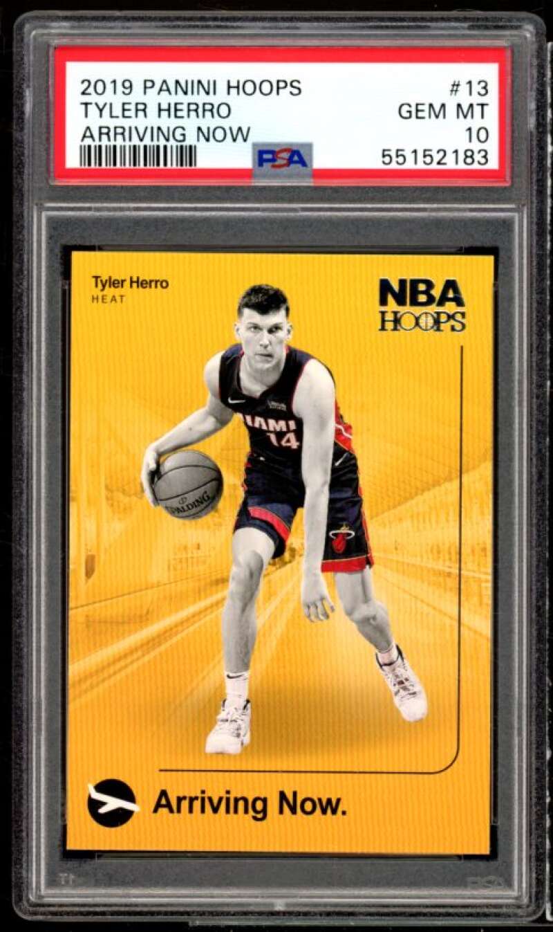 Tyler Herro Rookie Card 2019-20 Panini Hoops Arriving Now #13 PSA 10 Image 1