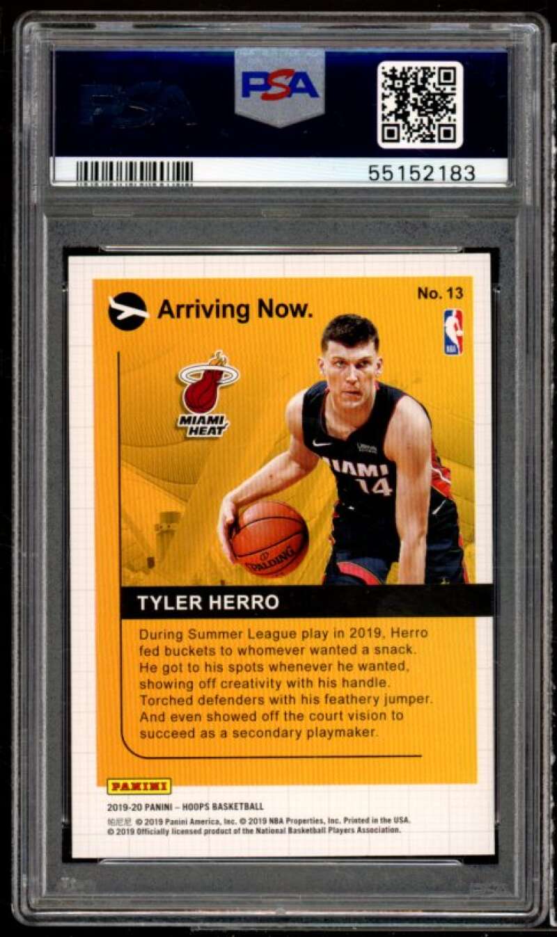 Tyler Herro Rookie Card 2019-20 Panini Hoops Arriving Now #13 PSA 10 Image 2