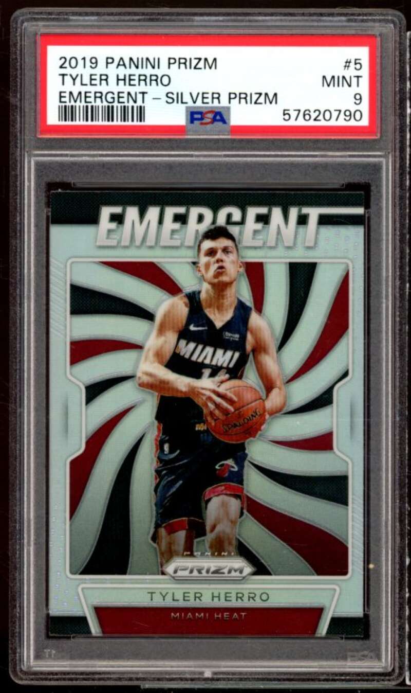 Tyler Herro Rookie Card 2019-20 Panini Prizm Emergent Silver Prizm #5 PSA 9 Image 1