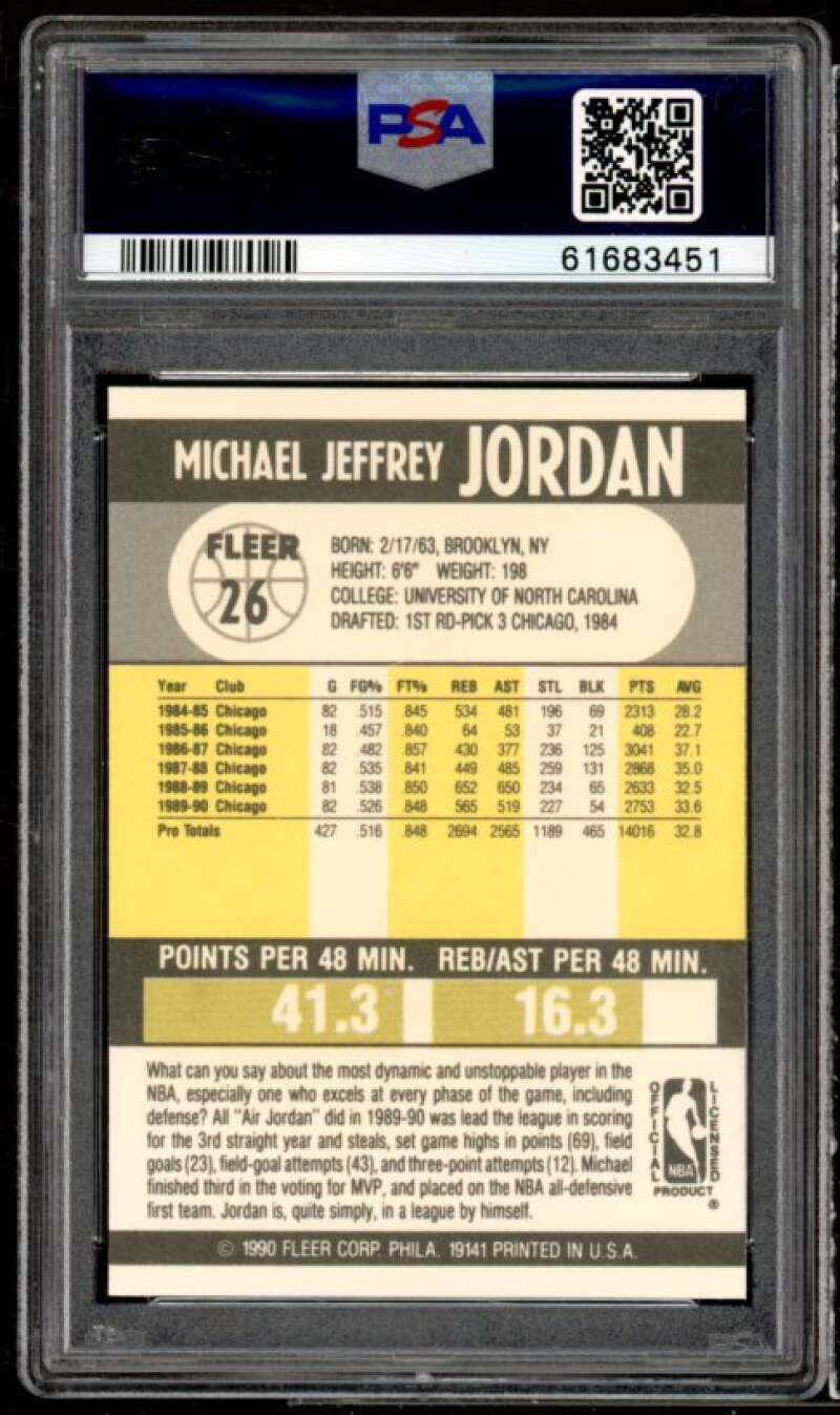 Michael Jordan Card 1990-91 Fleer #26 PSA 9 Image 2