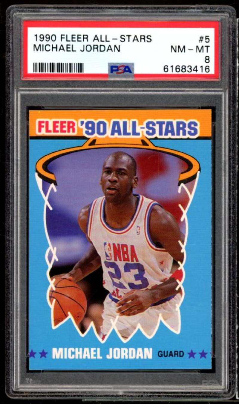 Michael Jordan Card 1990-91 Fleer All-Stars #5 PSA 8 Image 1