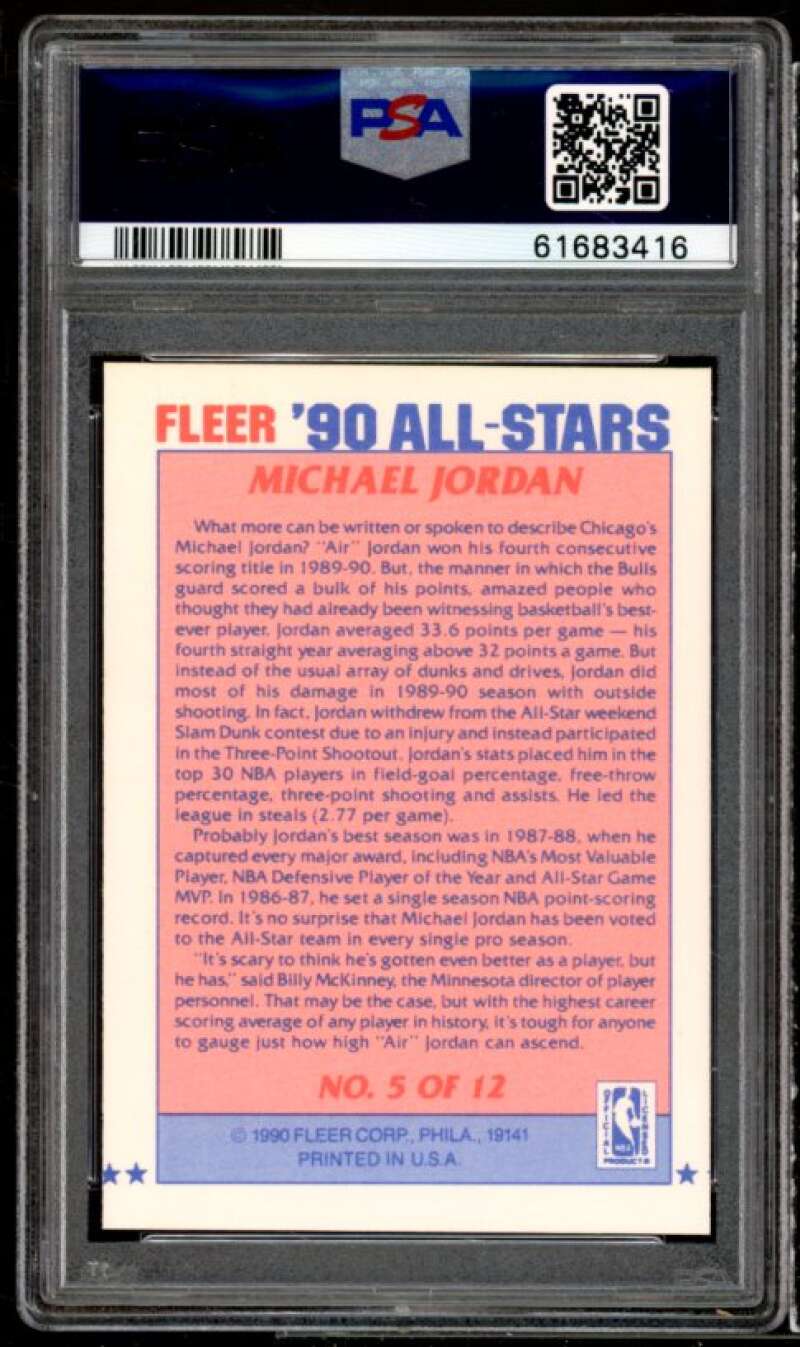 Michael Jordan Card 1990-91 Fleer All-Stars #5 PSA 8 Image 2