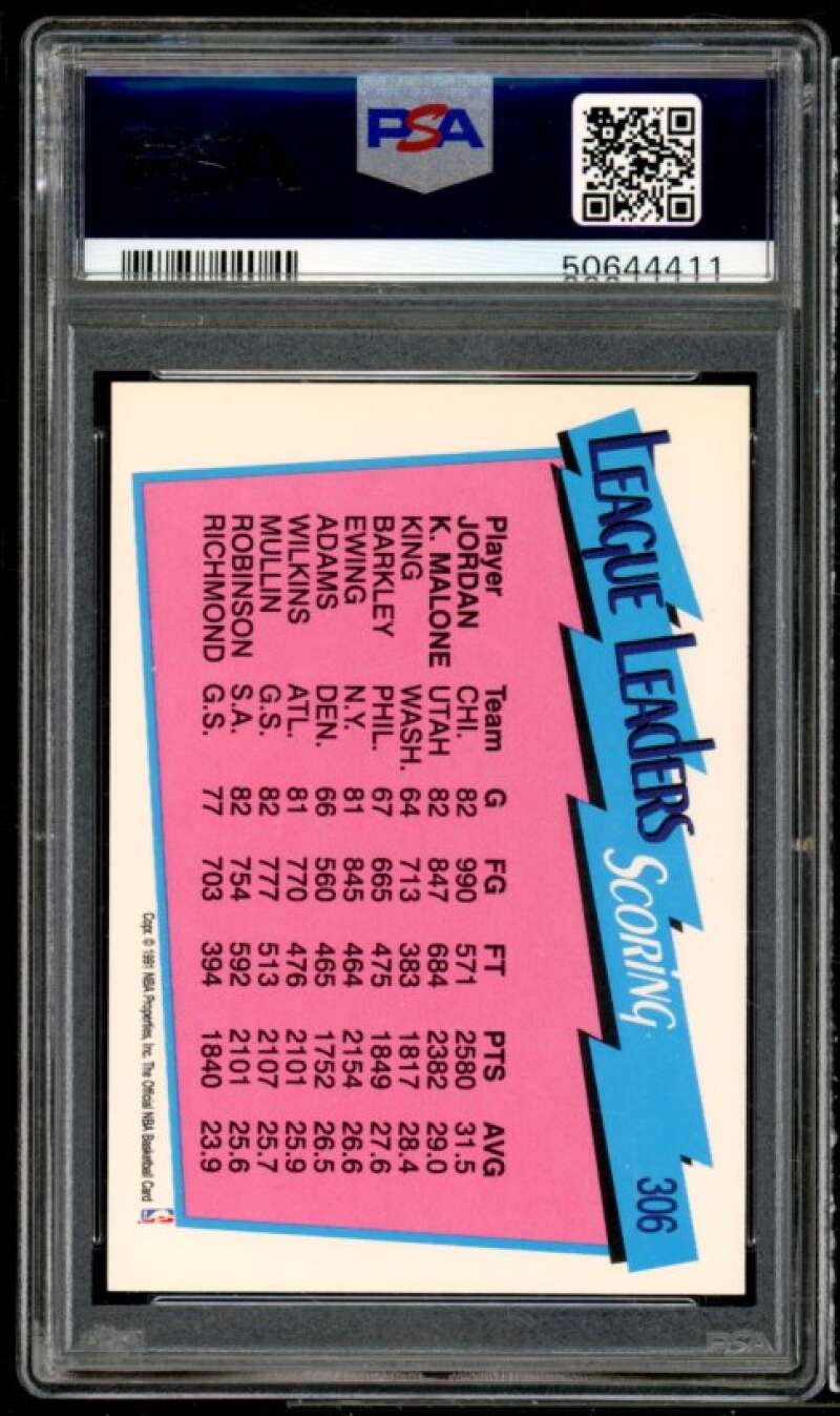 Michael Jordan Card 1991-92 Hoops Scoring Leaders w/Karl Malone #306 PSA 9 Image 2