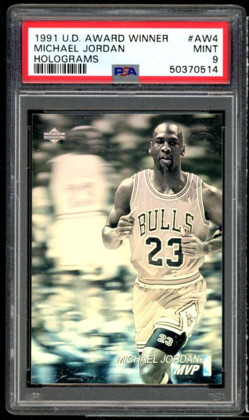 Michael Jordan Card 1991-92 Upper Deck Award Winner Holograms #AW4 PSA 9 Image 1