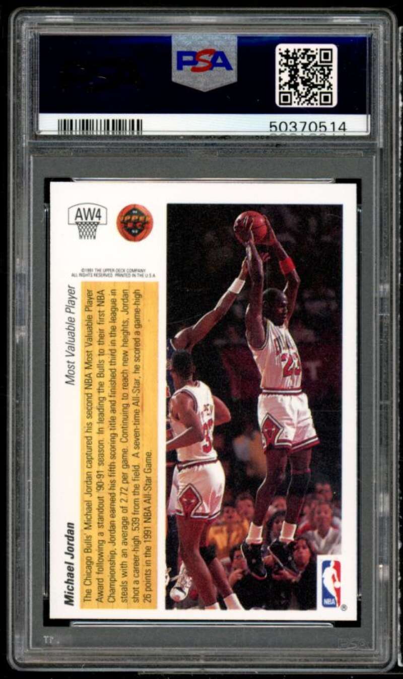 Michael Jordan Card 1991-92 Upper Deck Award Winner Holograms #AW4 PSA 9 Image 2