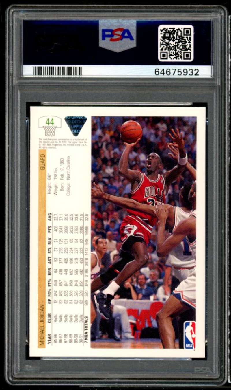 Michael Jordan Card 1991-92 Upper Deck #44 PSA 9 Image 2