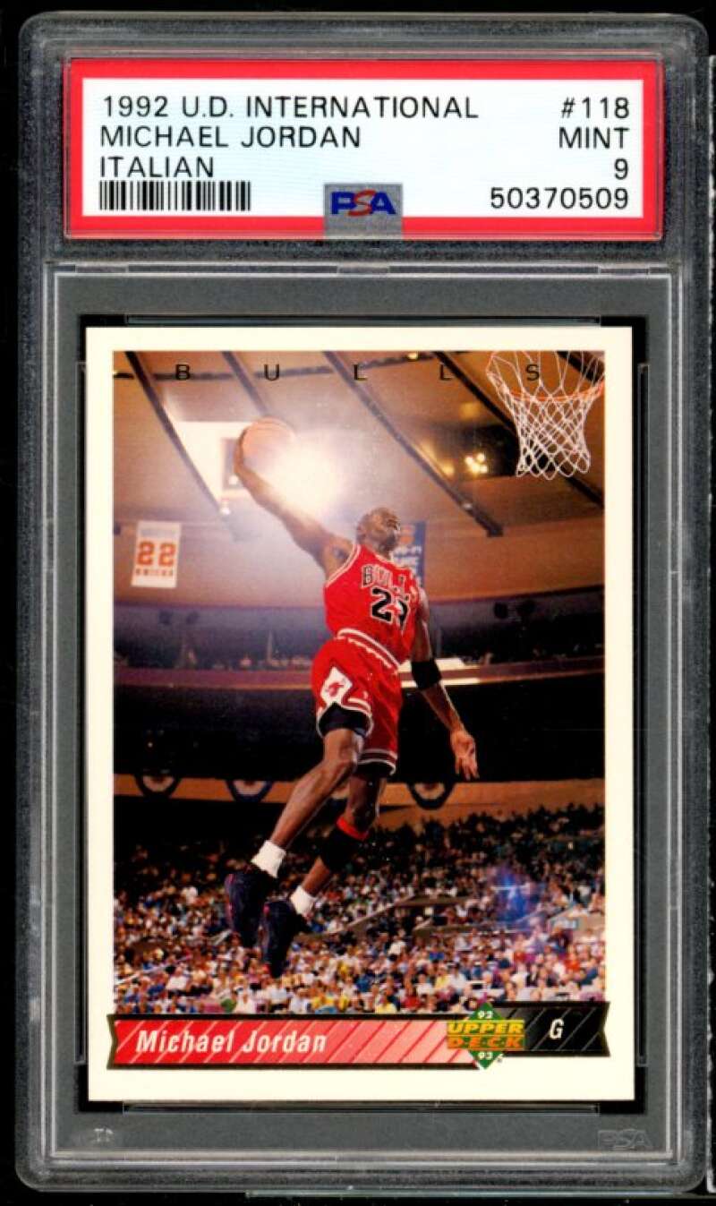 Michael Jordan Card 1992-93 Upper Deck International (Italian) #118 PSA 9 Image 1