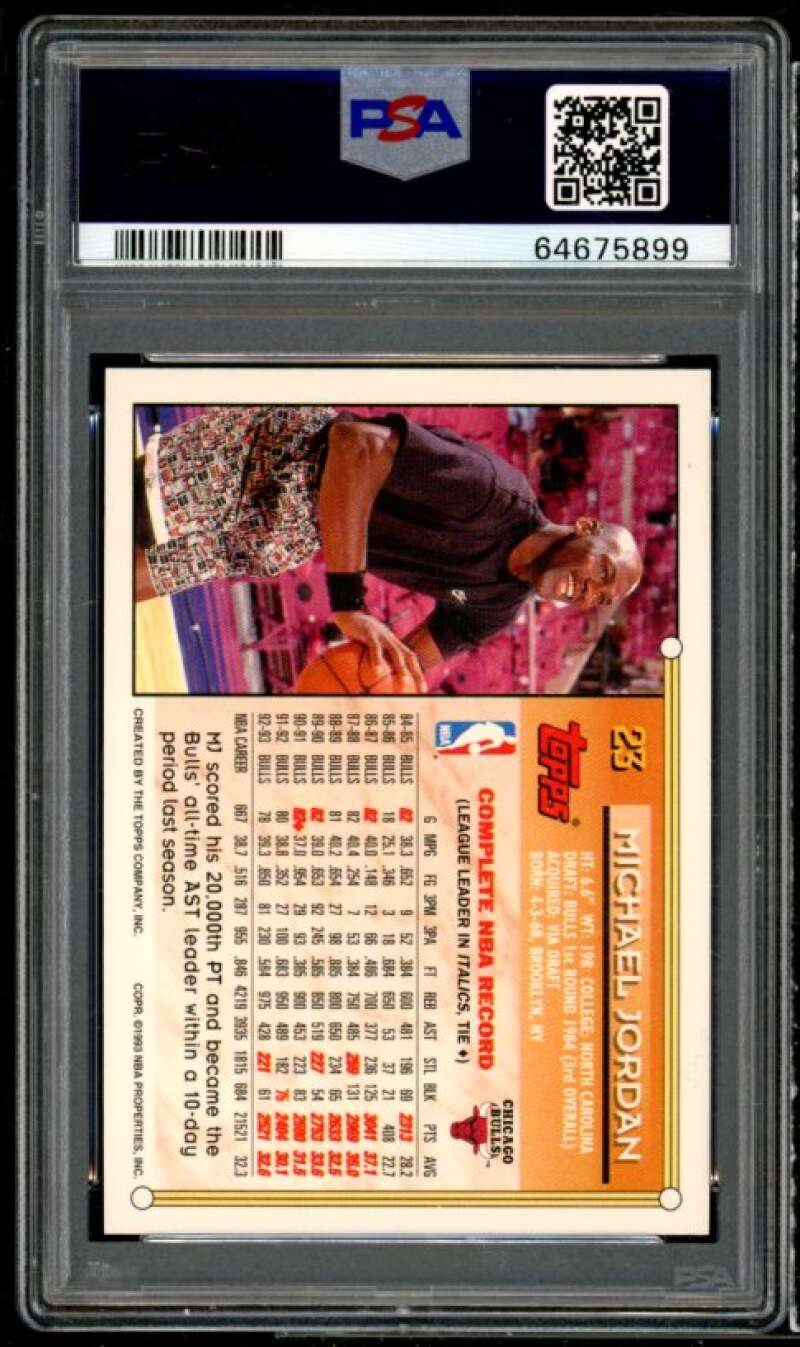 Michael Jordan Card 1993-94 Topps #23 PSA 9 Image 2