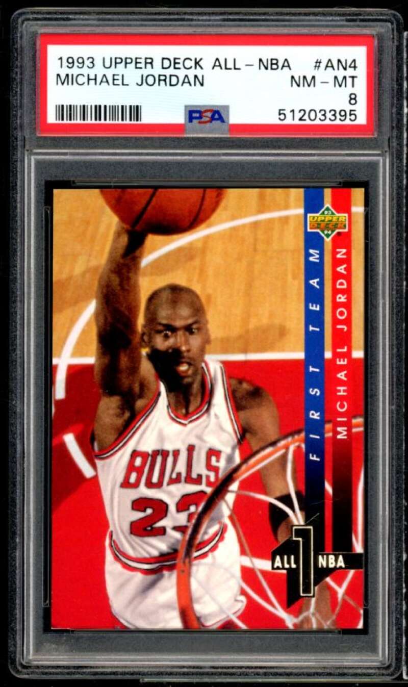 Michael Jordan Card 1993-94 Upper Deck All-NBA #an4 PSA 8 Image 1