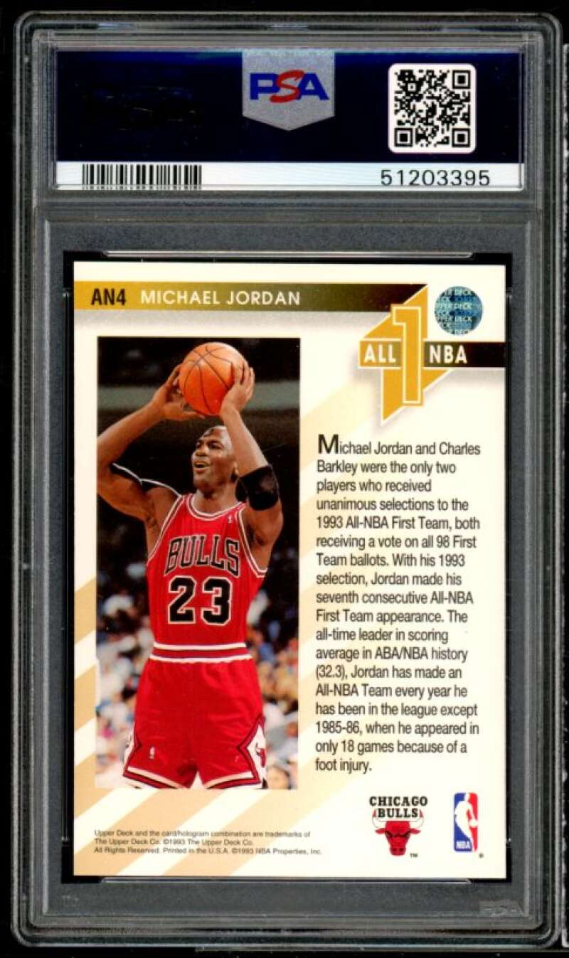 Michael Jordan Card 1993-94 Upper Deck All-NBA #an4 PSA 8 Image 2