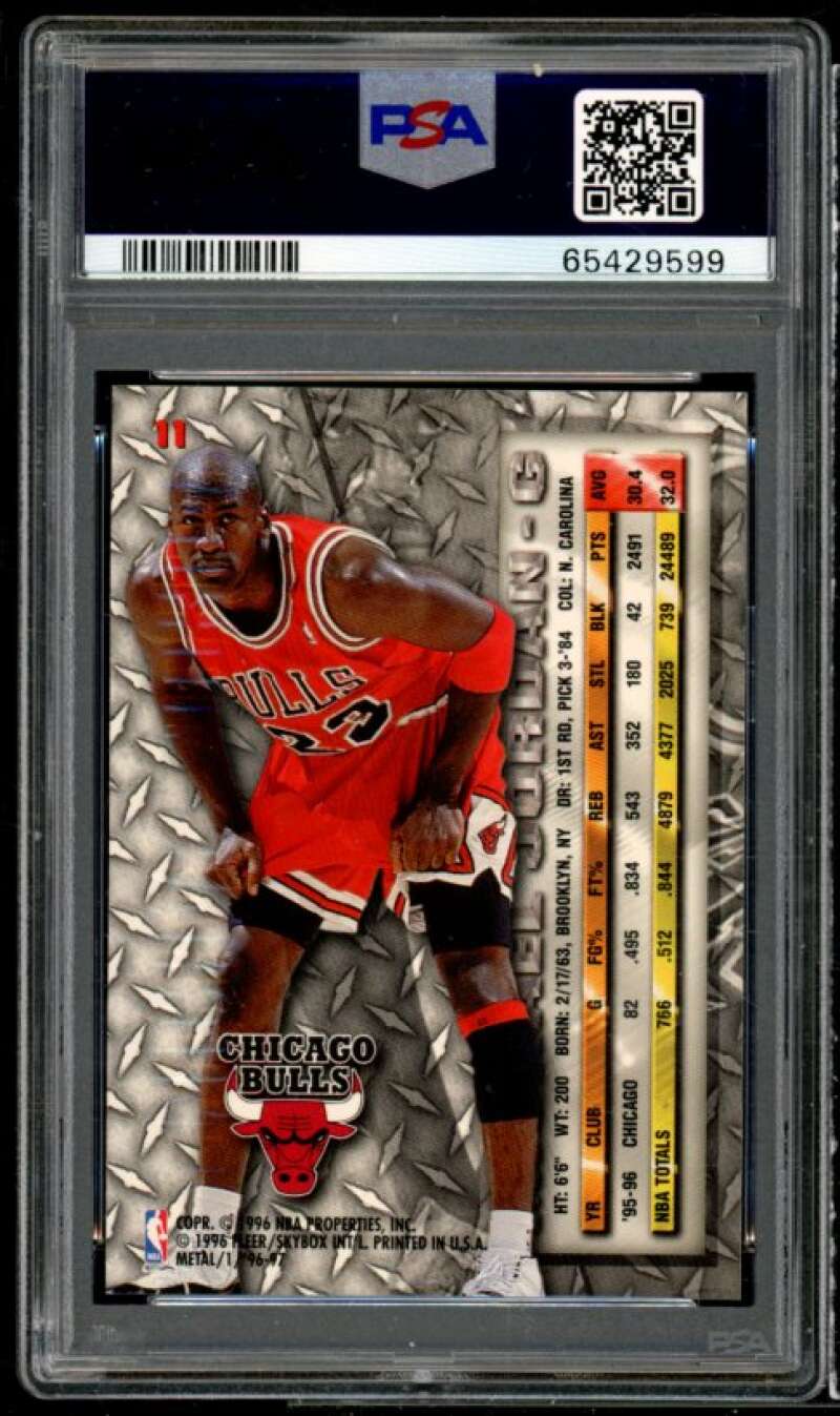 Michael Jordan Card 1996-97 Fleer Metal #11 PSA 9 Image 2