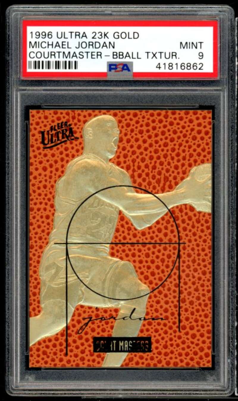 Michael Jordan Card 1996 Ultra 23K Gold Courtmaster Bball Texture #nno PSA 9 Image 1