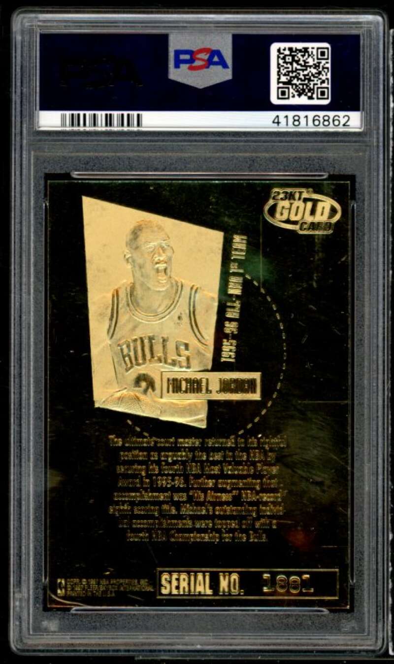 Michael Jordan Card 1996 Ultra 23K Gold Courtmaster Bball Texture #nno PSA 9 Image 2