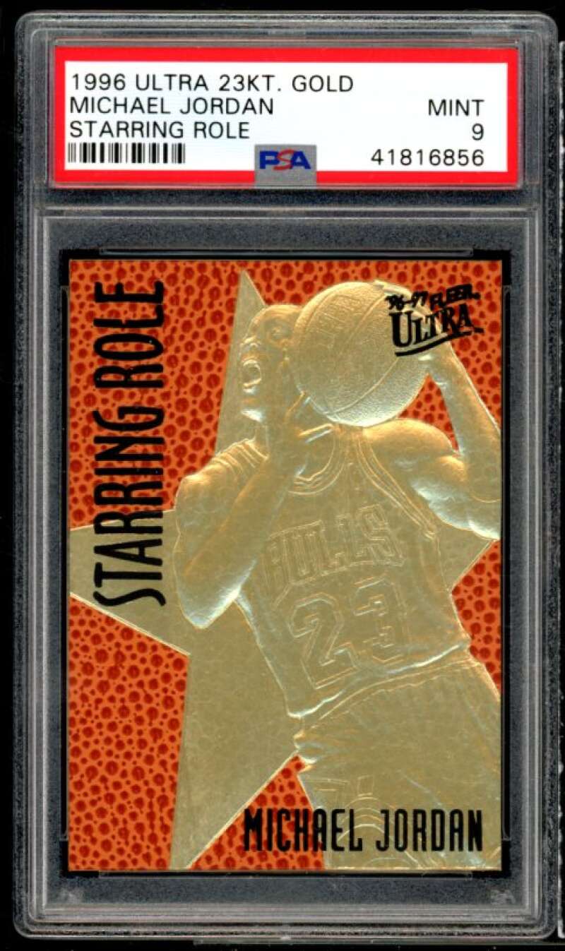 Michael Jordan Card 1996 Ultra 23K Gold Courtmaster starring Role #nno PSA 9 Image 1