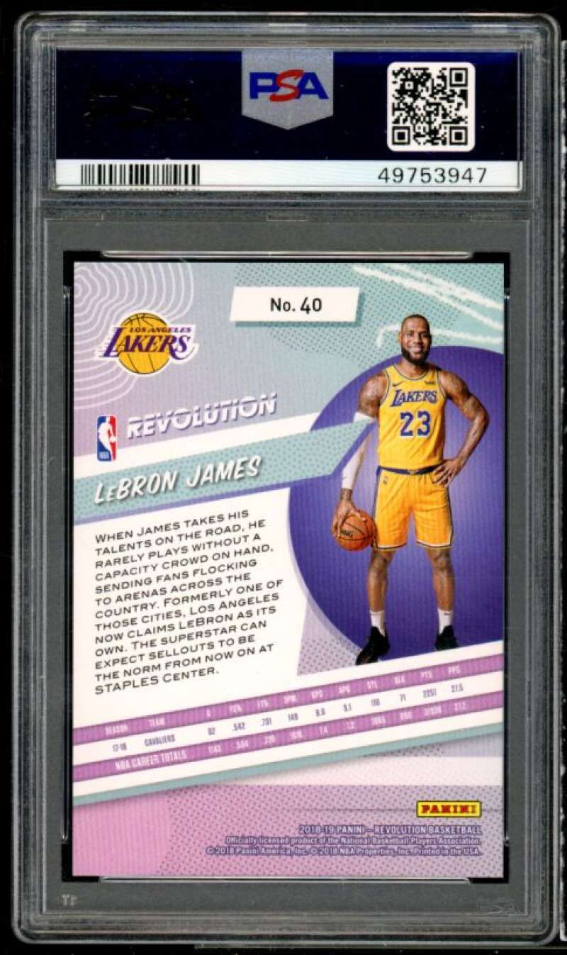 LeBron James Card 2018-19 Panini Revolution #40 PSA 10 Image 2