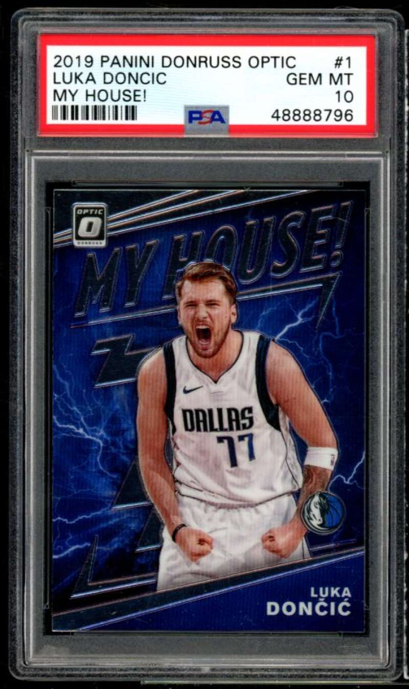 Luka Doncic Card 2019-20 Panini Donruss Optic My House #1 PSA 10 Image 1