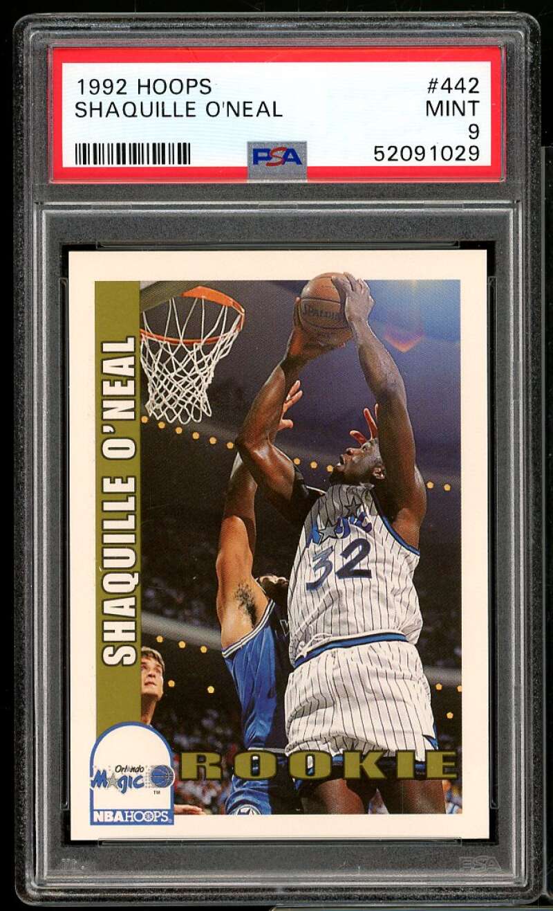 Shaquille O'Neal Rookie Card 1992-93 Hoops #442 PSA 9 Image 1