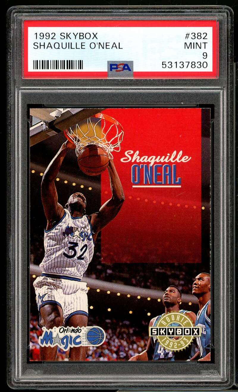 Shaquille O'Neal Rookie Card 1992-93 SkyBox #382 PSA 9 Image 1