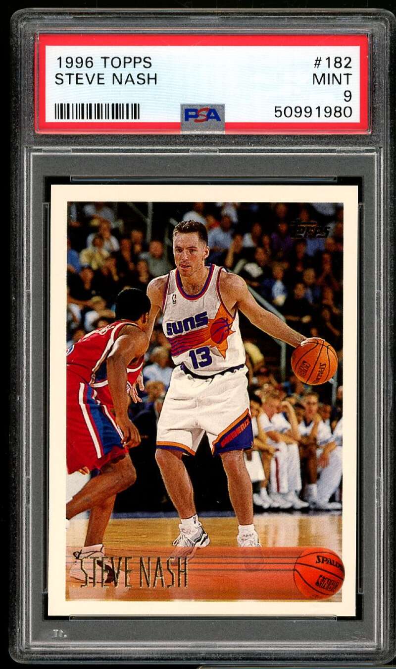 Steve Nash Rookie Card 1996-97 Topps #182 PSA 9 Image 1