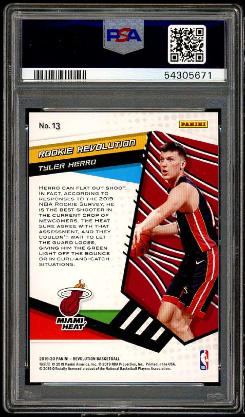 Tyler Herro Rookie Card 2019-20 Panini Revolution Rookie Revolution #13 PSA 10 Image 2