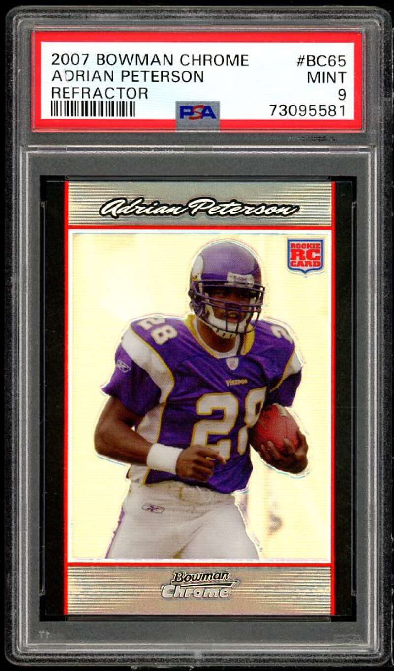 Adrian Peterson Rookie Card 2007 Bowman Chrome Refractor #BC65 PSA 9 Image 1