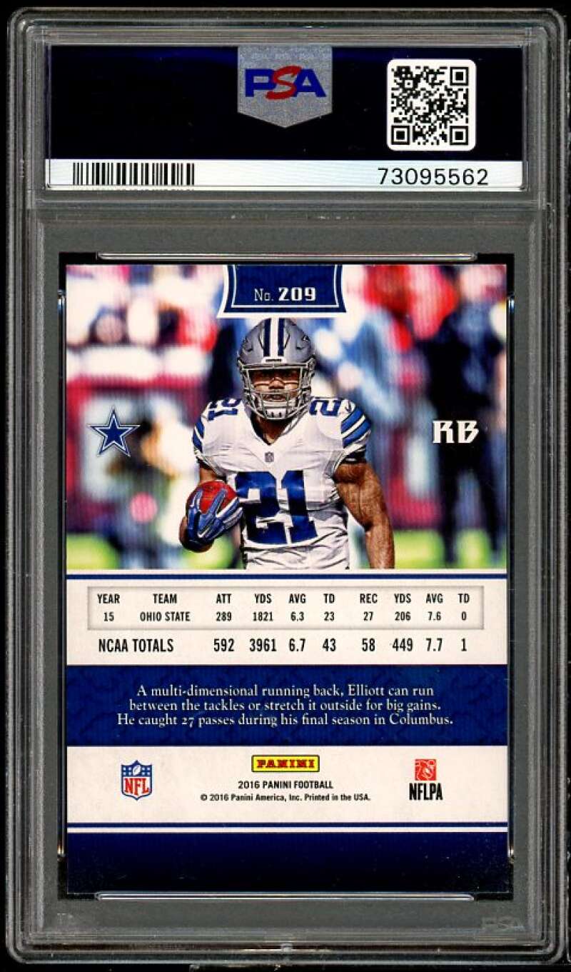 Ezekiel Elliott Rookie Card 2016 Panini #209 PSA 9 Image 2