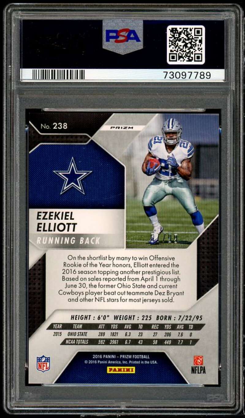 Ezekiel Elliott Rookie Card 2016 Panini Prizm Purple Scope Prizm #238 PSA 10 Image 2