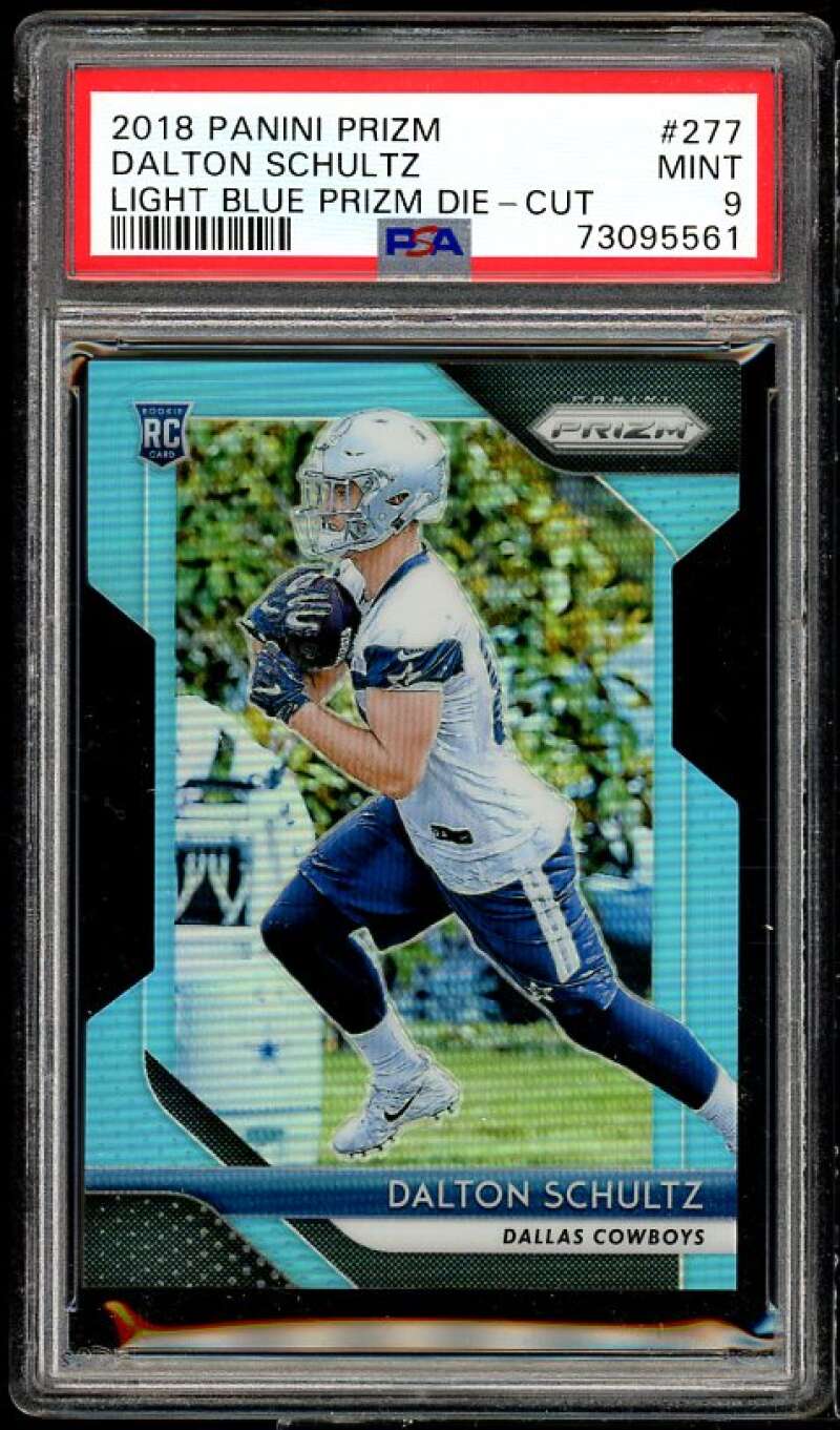 Dalton Schultz Rookie Card 2018 Panini Prizm Light Blue Prizm Die-Cut #277 PSA 9 Image 1