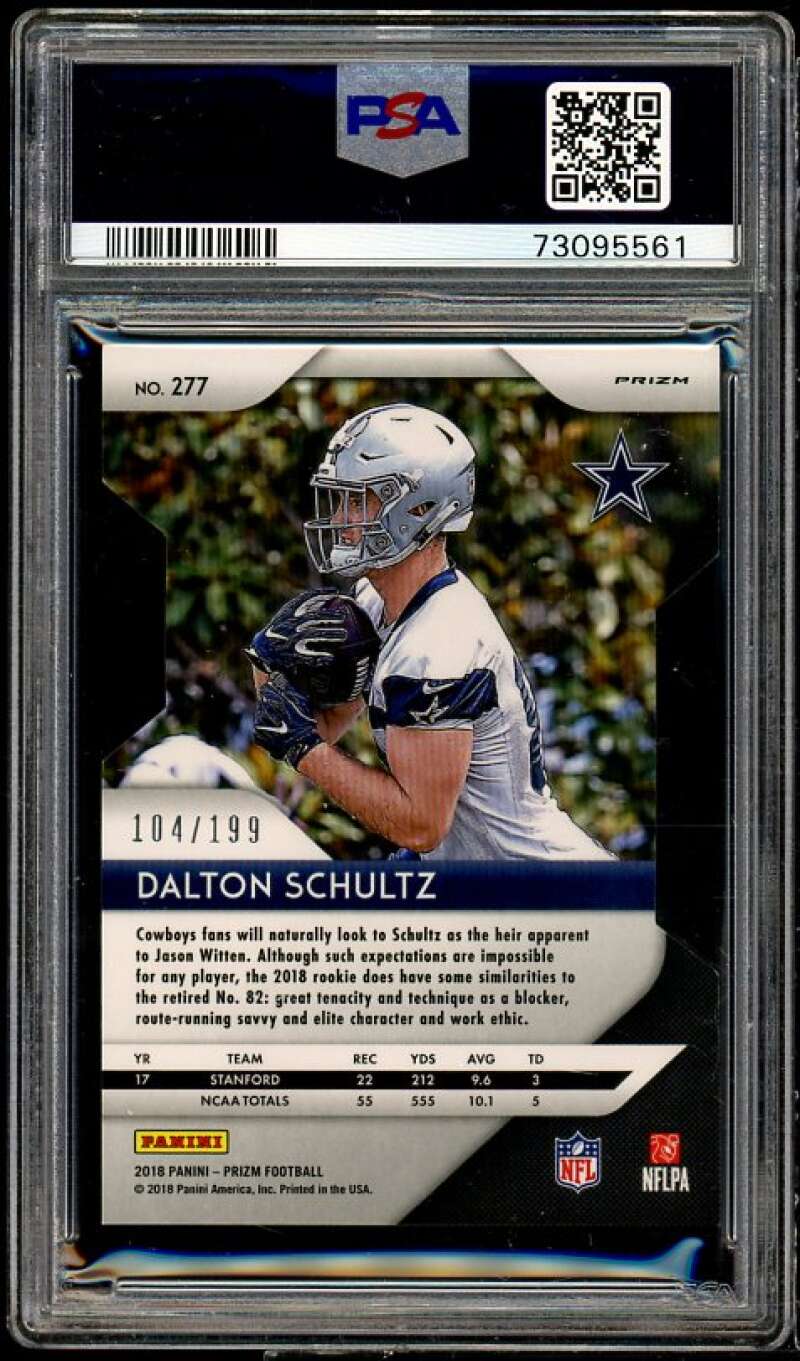 Dalton Schultz Rookie Card 2018 Panini Prizm Light Blue Prizm Die-Cut #277 PSA 9 Image 2