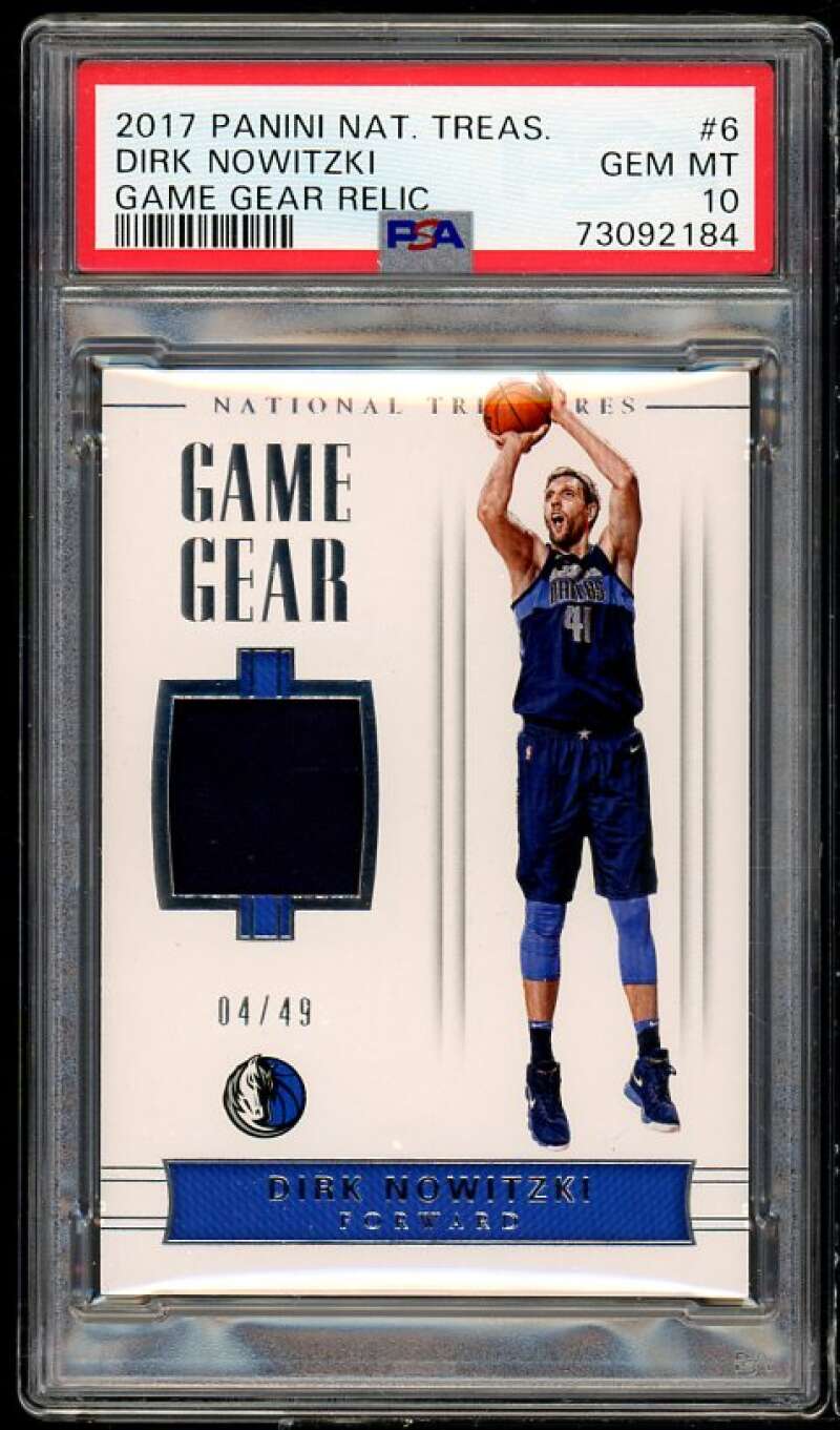 Dirk Nowitzki 2017 Panini National Treasures Game Gear Relic #6 (pop 1) PSA  10