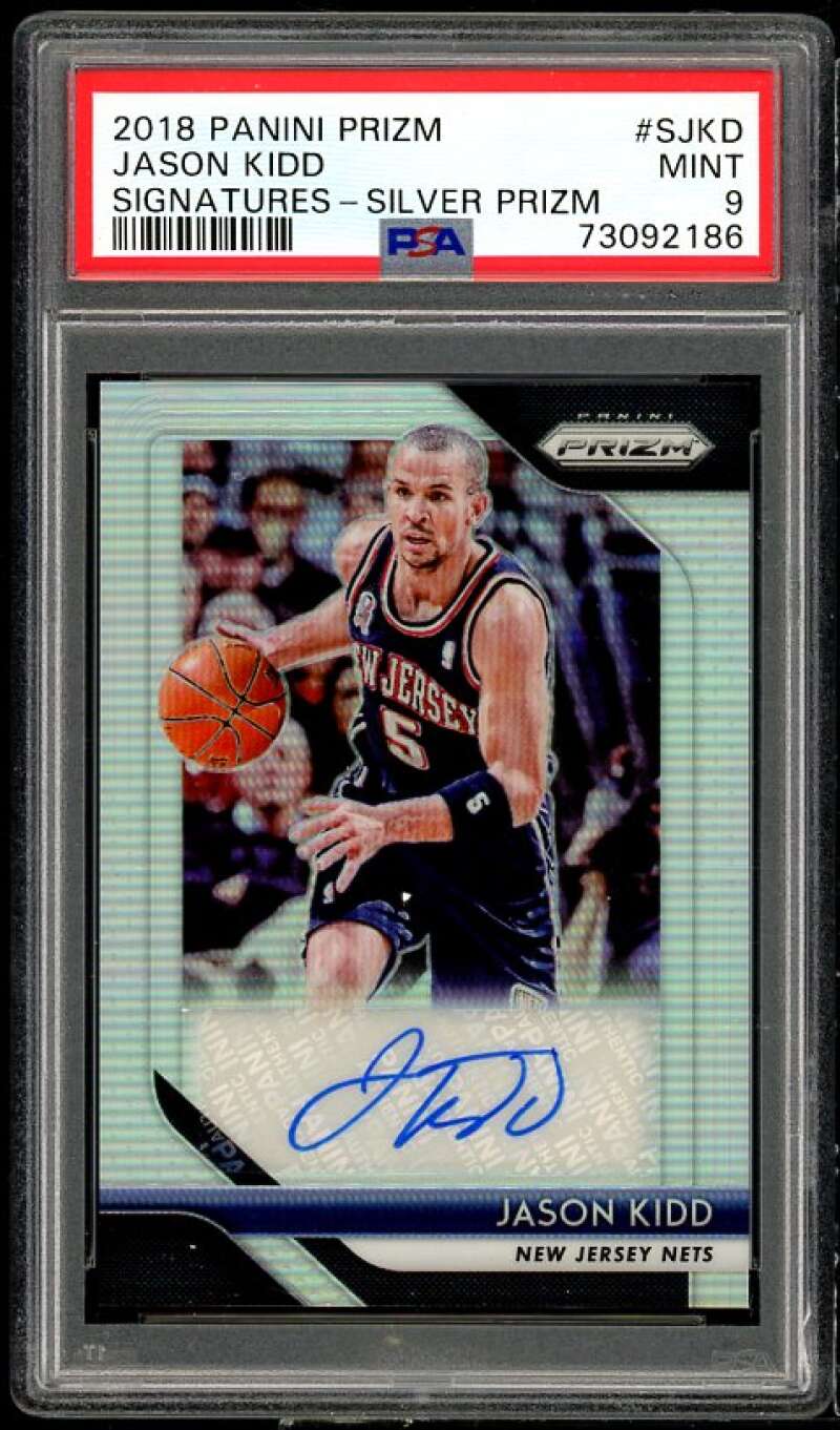 Jason Kidd Card 2018-19 Panini Prizm Signatures Prizms Silver #S-JKD PSA 9 Image 1