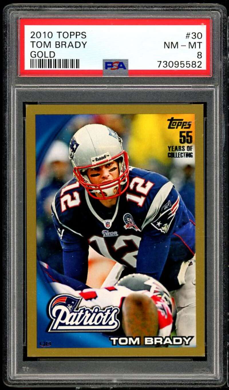 Tom Brady Card 2010 Topps Gold #30 PSA 8 Image 1