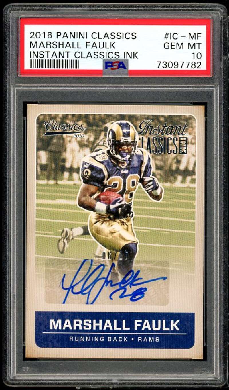 Marshall Faulk Card 2016 Panini Classics Instant Ink #IC-MF (pop 1) PSA 10 Image 1