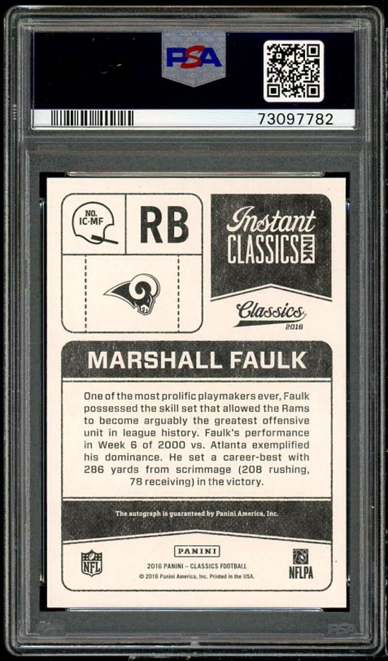 Marshall Faulk Card 2016 Panini Classics Instant Ink #IC-MF (pop 1) PSA 10 Image 2