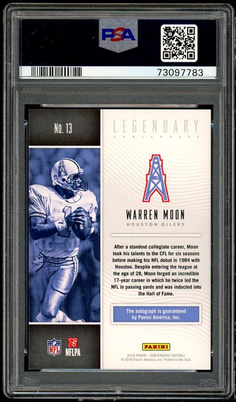 Warren Moon Card 2016 Panini Contenders Legendary Contenders Auto #13 PSA 9 Image 2