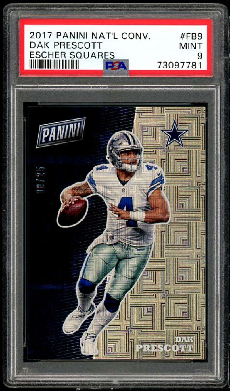 Dak Prescott Card 2017 Panini National Convention Escher Squares #FB9 PSA 9 Image 1