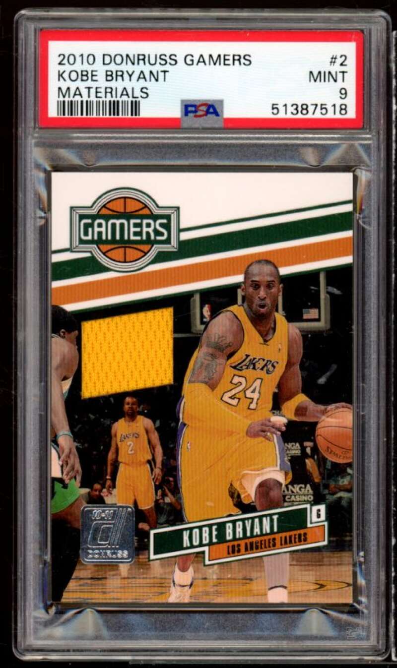 Kobe Bryant Card 2010-11 Donruss Gamers Materials #2 (pop 2) PSA 9 Image 1