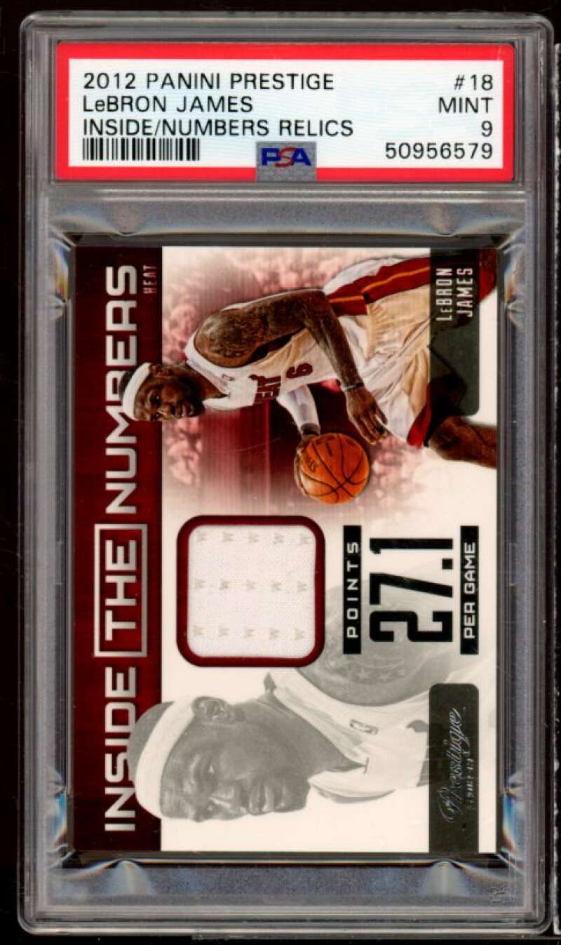 Lebron James 2012-13 Panini Prestige Inside/Numbers Relics #18 (pop 3) PSA 9 Image 1