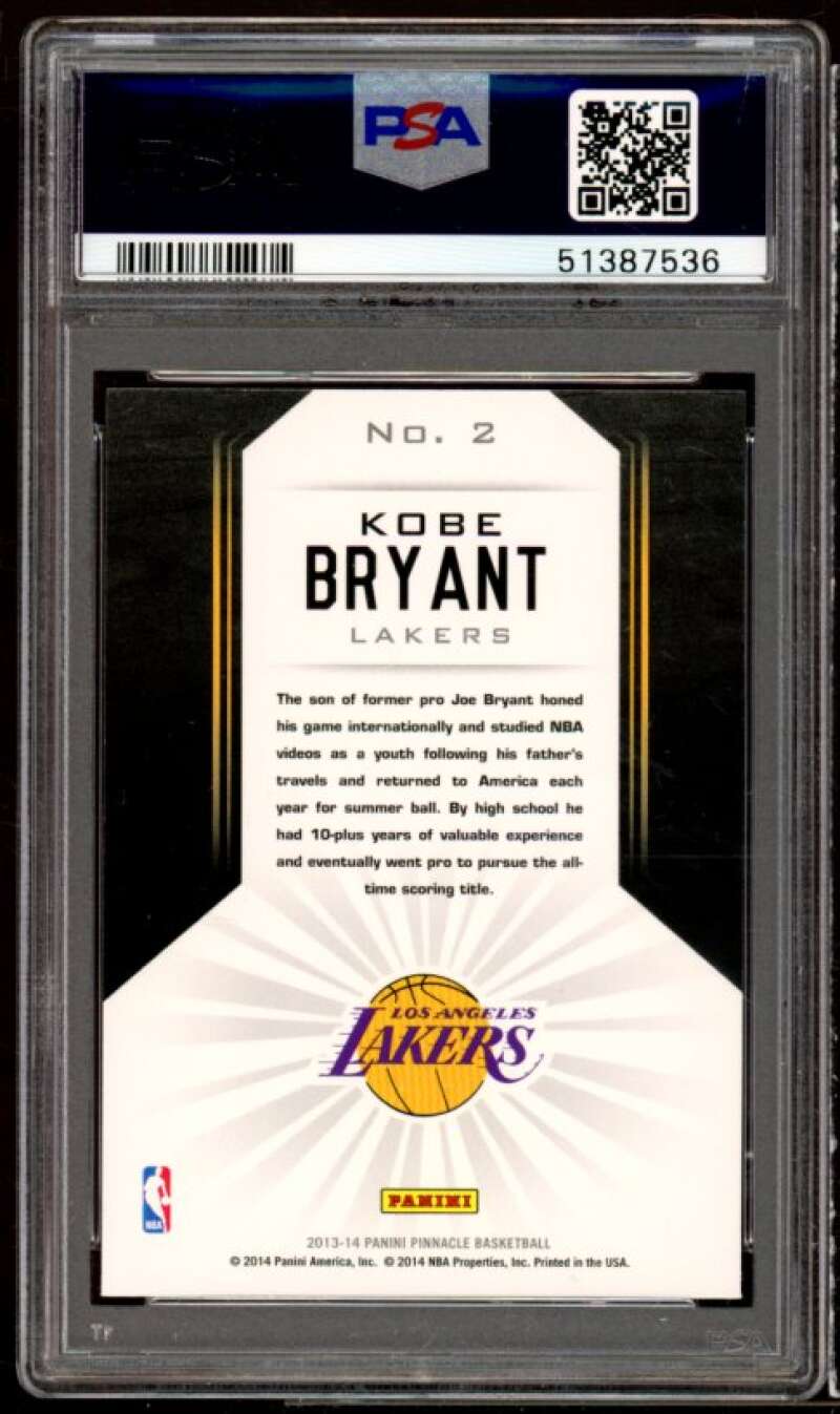 Kobe Bryant Card 2013-14 Panini Pinacle The Naturals #2 PSA 9 Image 2