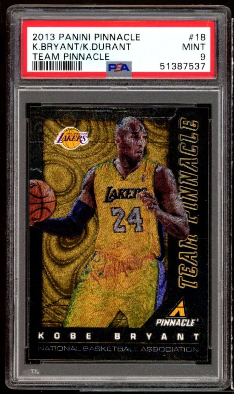 Kobe Bryant Card 2013-14 Panini Pinacle Team Pinnacle w/Kevin Durant PSA 9 Image 1