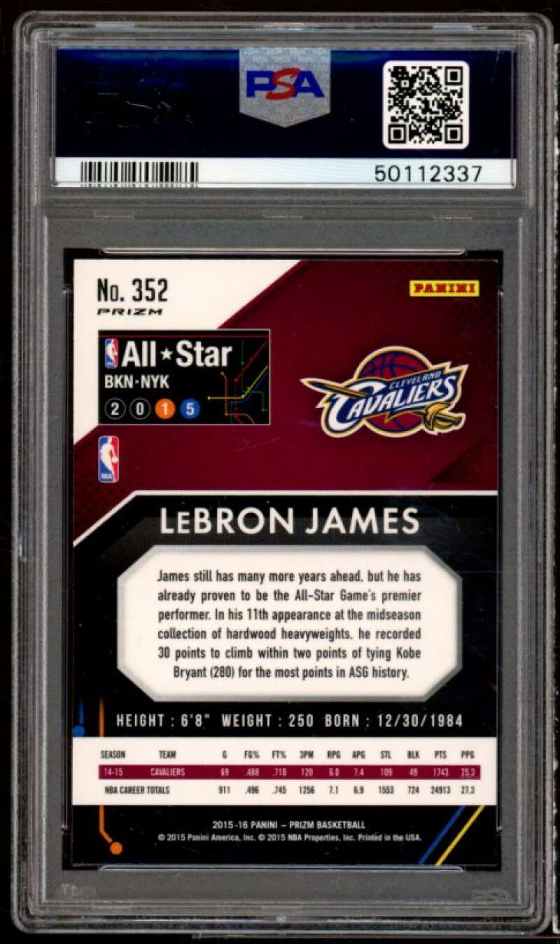 LeBron James Card 2015-16 Panini Prizm Silver Prizm #352 PSA 9 Image 2