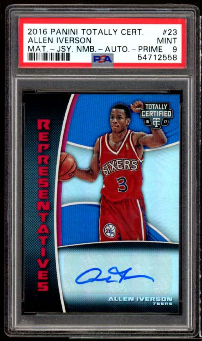 Allen Iverson 2016 Panini Totally Certified Numbers Auto Prime #23 (pop 1) PSA 9 Image 1