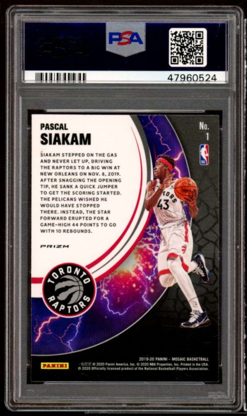 Pascal Siakam Card 2019-20 Panini Mosaic Overdrive #1 PSA 10 Image 2