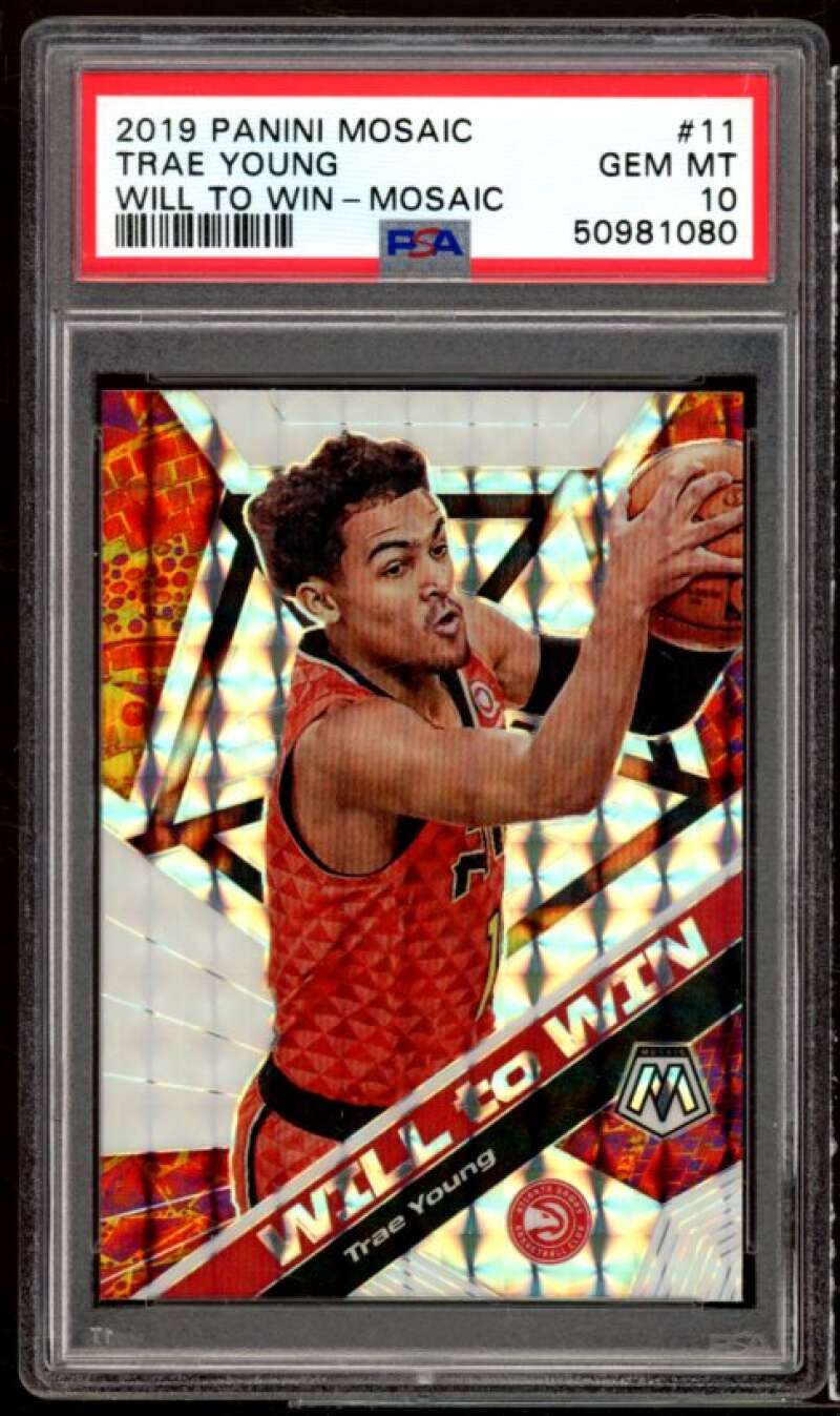 Trae Young Card 2019-20 Panini Mosaic Will To Win Mosaic #11 PSA 10 Image 1