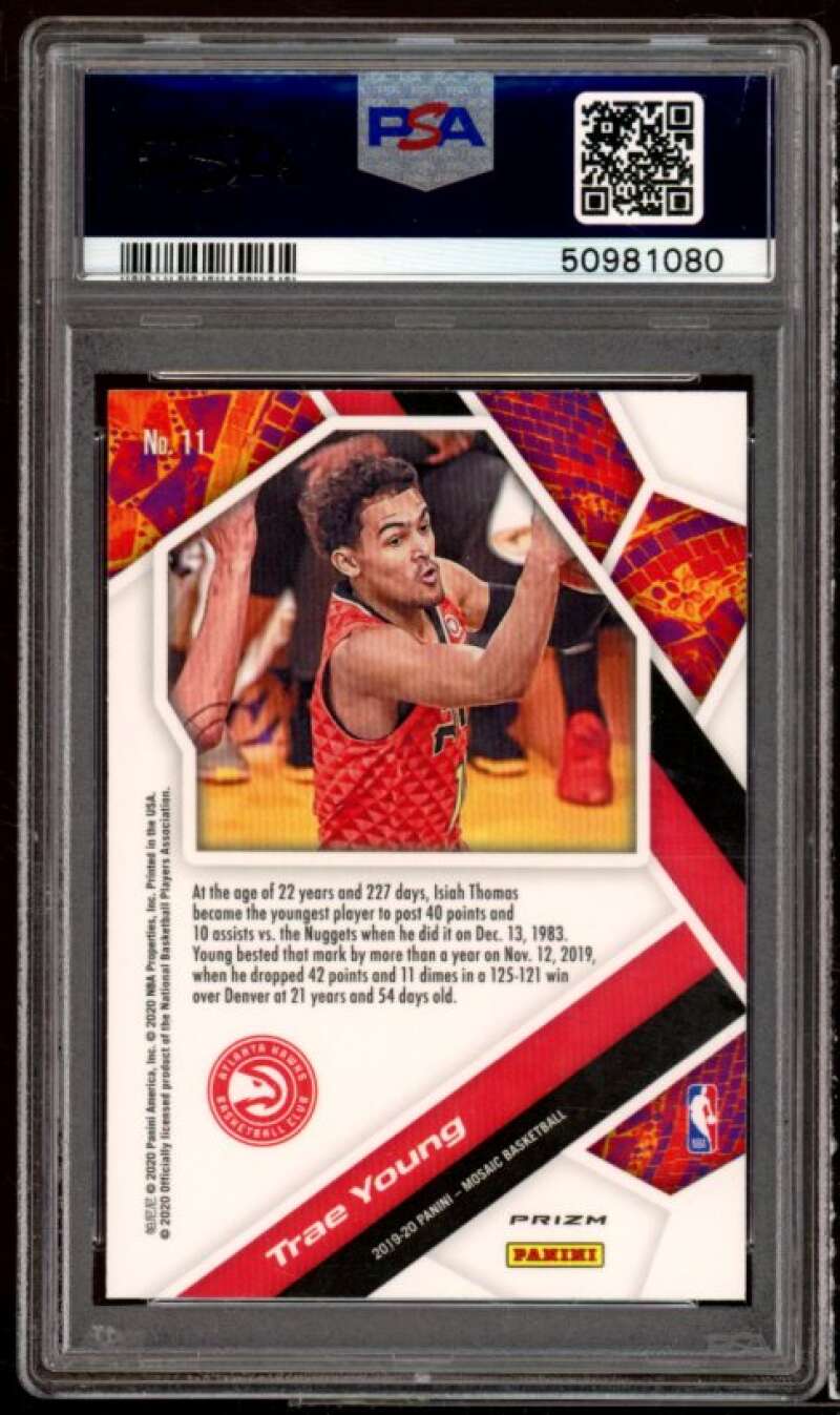 Trae Young Card 2019-20 Panini Mosaic Will To Win Mosaic #11 PSA 10 Image 2