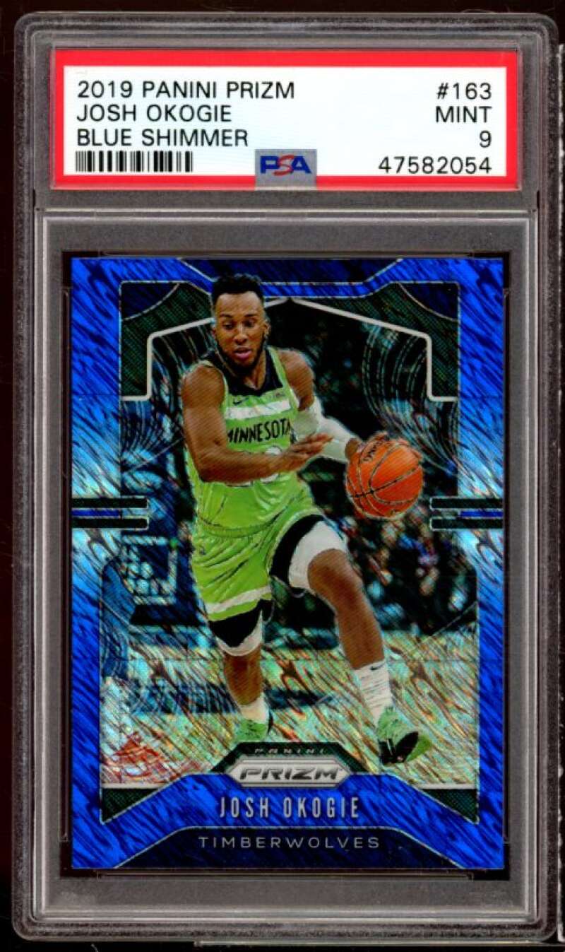 Josh Okogie Card 2019-20 Panini Prizm Blue Shimmer #163 PSA 9 Image 1