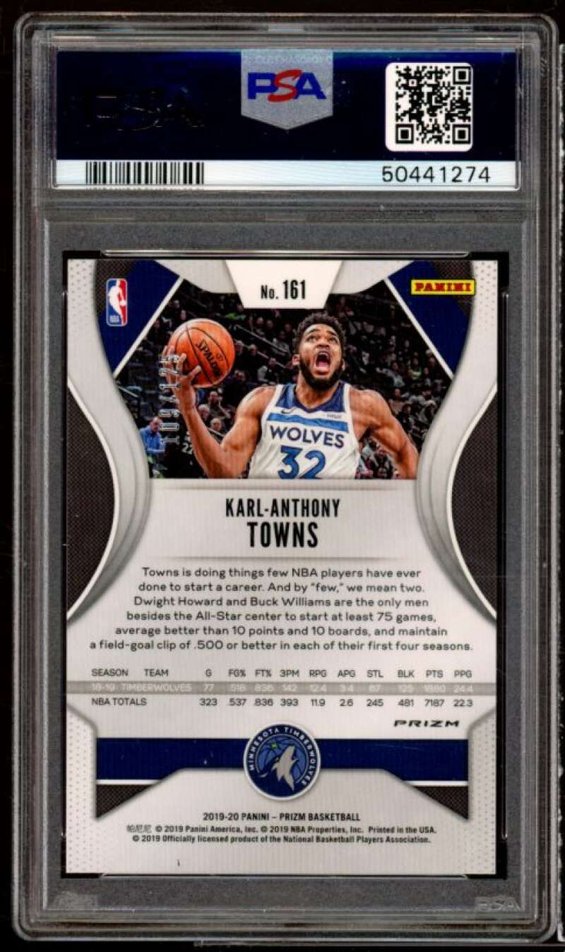 Karl-Anthony Towns Card 2019-20 Panini Prizm Fast Break Prizm Red #161 PSA 9 Image 2