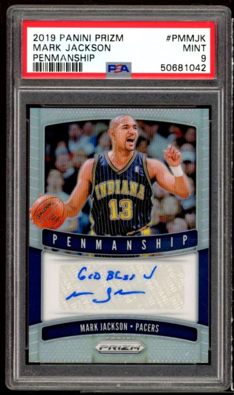 Mark Jackson Card 2019-20 Panini Prizm Penmanship Silver Prizm #PM-MJK PSA 9 Image 1