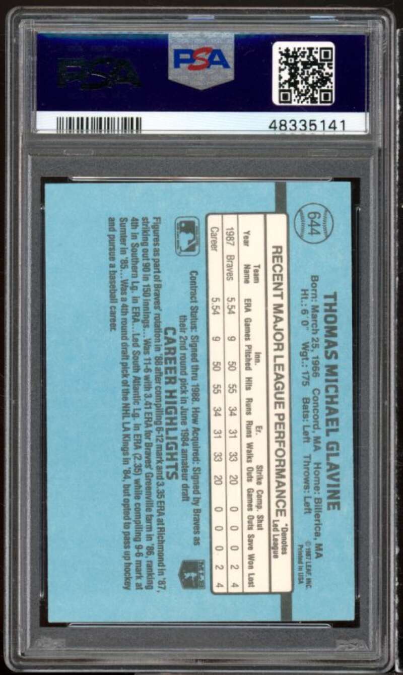 Tom Glavine Rookie Card 1988 Donruss #644 PSA 5 Image 2